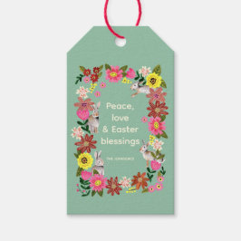 Cute Rabbit Bunny Blommigt Utandning påsk Gift Mär Presentetikett