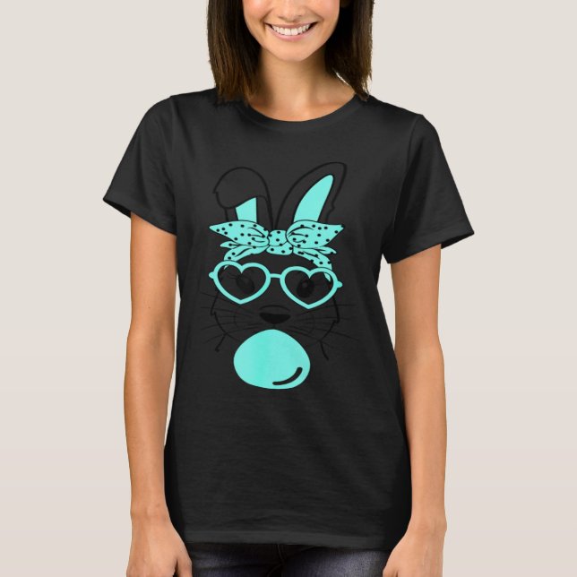 Cute Rabbit Bunny Blowing Bubble Gum Easter Day T Shirt (Framsida)