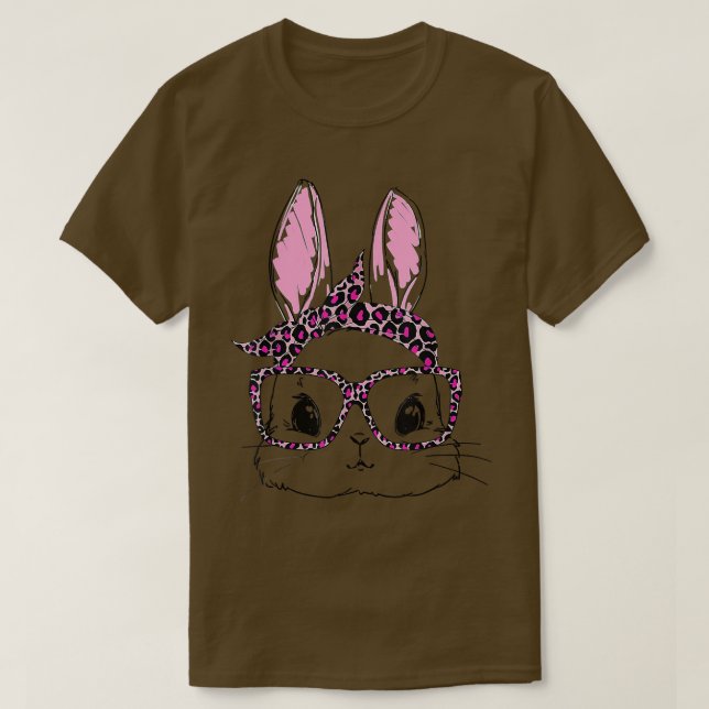 Cute Rabbit Bunny Face Leopard Glasses Headband Ea T Shirt (Design framsida)