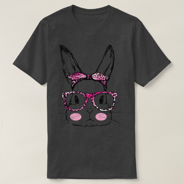 Cute Rabbit Bunny Face Leopard Glasses Headband Ea T Shirt (Design framsida)