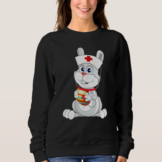 Cute Rabbit Bunny Nurse med stetoscope T Shirt (Framsida)