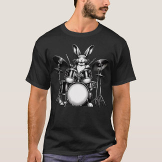Cute Rabbit Bunny Playing Drums Rabbits Drummer Mu T Shirt