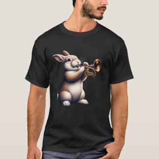 Cute Rabbit Bunny spelar Trumpet Rabbits Musician T Shirt
