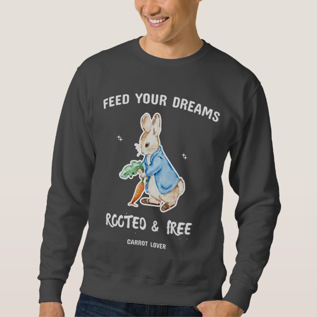 Cute Rabbit Carrot Lover T-Shirt Lång Ärmad Tröja (Framsida)