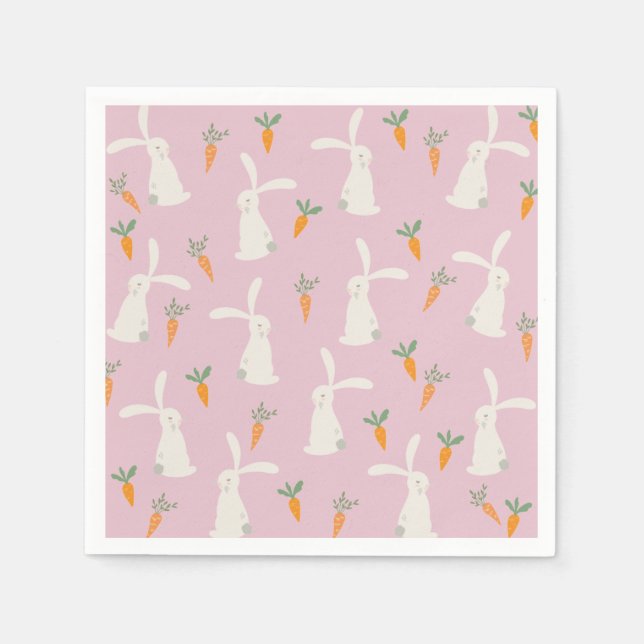 Cute Rabbit Carrot Mönster Pappersservett (Framsidan)