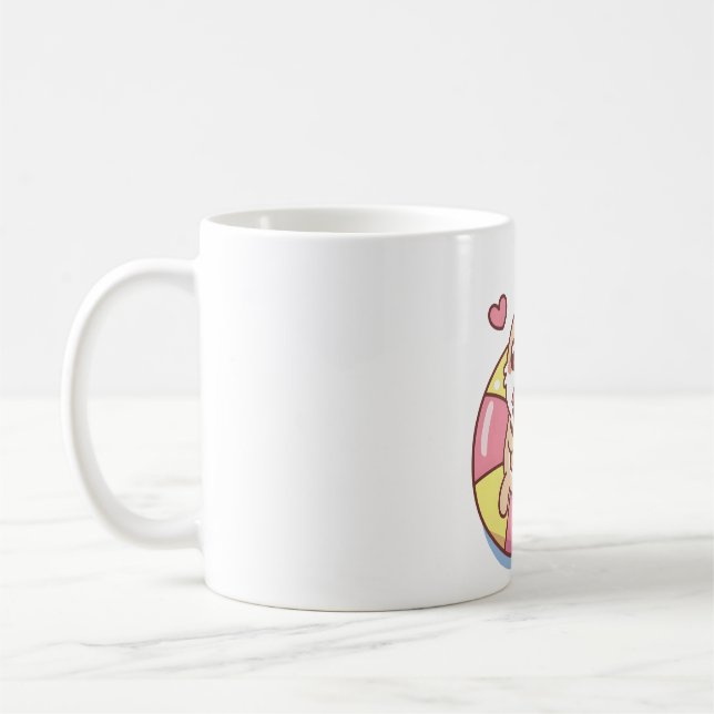 Cute Rabbit Chilling on Bassäng Flyter sommarvibes Kaffemugg (Vänster)