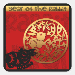 Cute Rabbit China Year 2023 Zodiac Birthday SqS Fyrkantigt Klistermärke