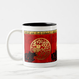 Cute Rabbit China Year Zodiac Birthday 2 TM Två-Tonad Mugg