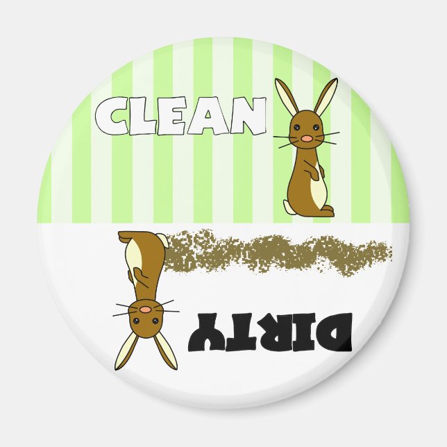 Cute Rabbit Clean/Dirty Dishwasher Magnet (Framsidan)