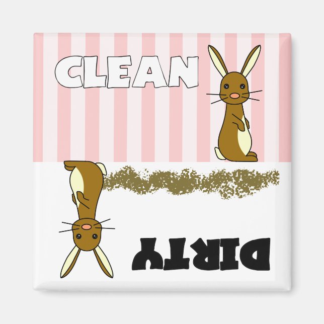 Cute Rabbit Clean/Dirty Dishwasher Magnet (Framsidan)
