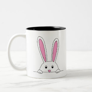 Cute Rabbit Clipart Peaking Cute Animals Bunny Art Två-Tonad Mugg