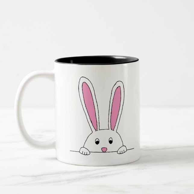 Cute Rabbit Clipart Peaking Cute Animals Bunny Art Två-Tonad Mugg (Vänster)