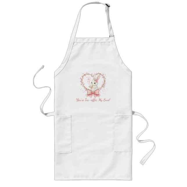 Cute Rabbit Cooking Apron - Personalized Chef Gift Långt Förkläde (Framsidan)