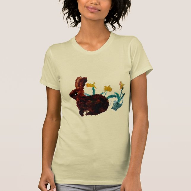 Cute Rabbit Daffodil Art Tee Shirt (Framsida)