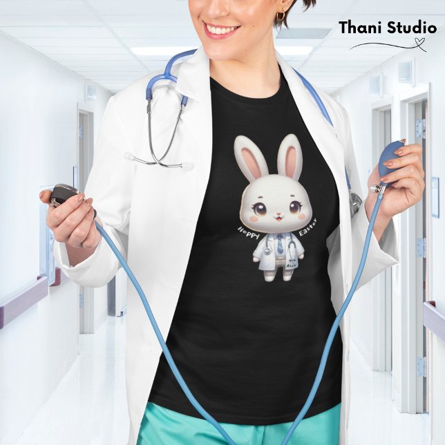 Cute Rabbit Doktor Hoppy Påsk och eget namn BL T Shirt (Skapare uppladdad)