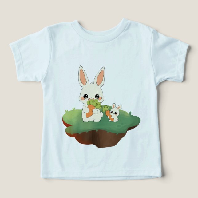 Cute Rabbit Duo with Carrots T Shirt (Design Framsida)