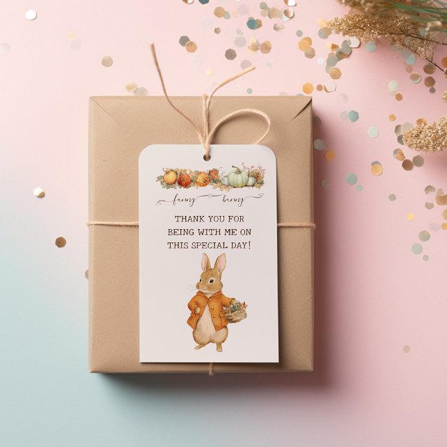 Cute Rabbit Fall Birthday Presentetikett (Skapare uppladdad)