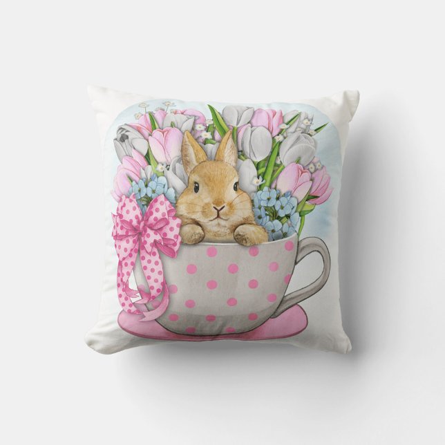 Cute Rabbit Flower Pot Kudde (Easter Sunday Throw Pillow!)