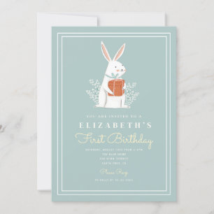 Cute Rabbit Första födelsedag 1:a födelsedag Inbjudningar
