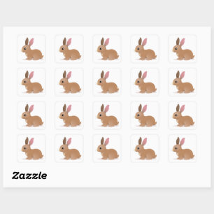Cute Rabbit Fyrkantigt Klistermärke