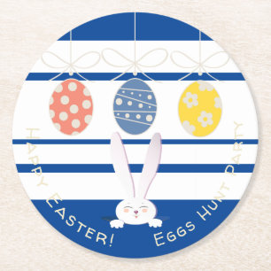 Cute Rabbit Glad påsk Eggs Hunt Party Modern Underlägg Papper Rund
