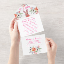 Cute Rabbit Hare Flowers Det är en flicka Baby Sho