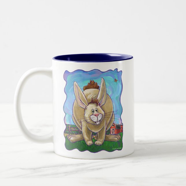 Cute Rabbit Head och Svan Två-Tonad Mugg (Vänster)