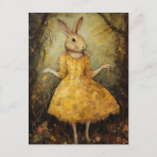 Cute Rabbit i en Gult Dress Vykort