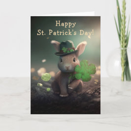 Cute Rabbit i Hat St. Patrick's Day Helgkort