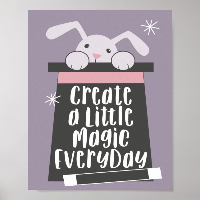 Cute Rabbit Inspirational Quote Girls Nursery Room Poster (Framsidan)