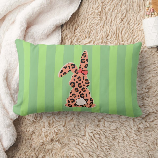 Cute Rabbit Leopard Lumbarkudde (Filt)