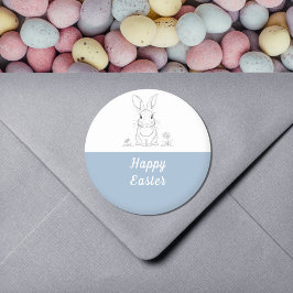 Cute Rabbit Line Art - Glad påsk Sticker Runt Klistermärke