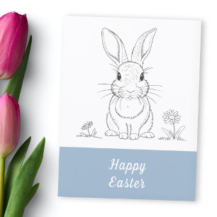Cute Rabbit Line Art - Glad påsk Vykort