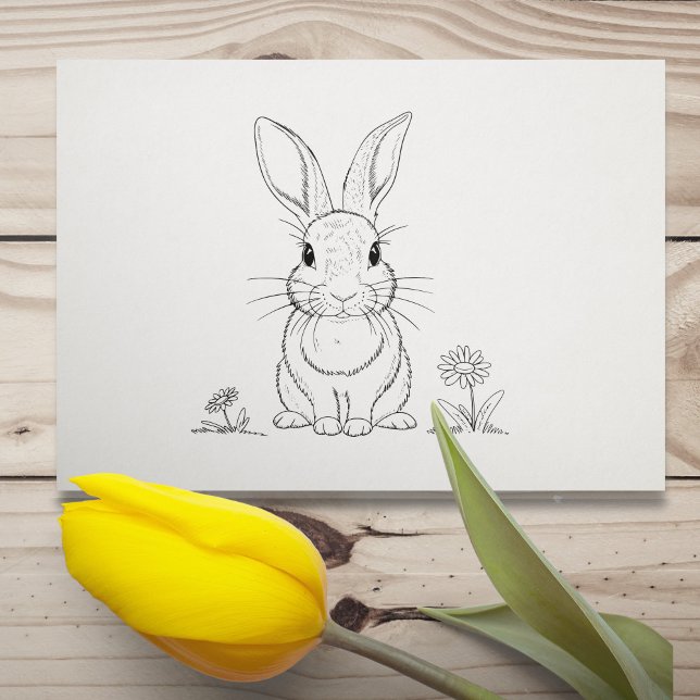 Cute Rabbit Line Art Stämpel (Cute Rabbit Line Art Rubber Stamp)