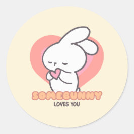 Cute Rabbit: Lite Bunny Kärlek du Runt Klistermärke