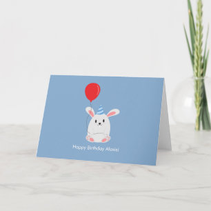 Cute Rabbit med Balloon Birthday Tack Kort