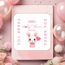 Cute Rabbit med Rosa Balloon Girl Baby Shower
