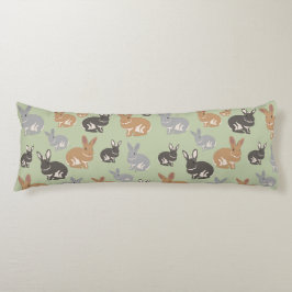 Cute Rabbit Mönster Neutralt Färg Kroppskudde