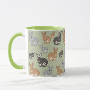 Cute Rabbit Mönster Neutralt Färg Mugg