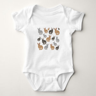 Cute Rabbit Mönster Neutralt Färg T Shirt