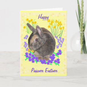 Cute Rabbit och blommorna Passover, Eastover Kort