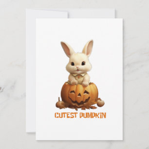 Cute Rabbit on Pumpkin - Adsible Autumn Bunny Inbjudningar