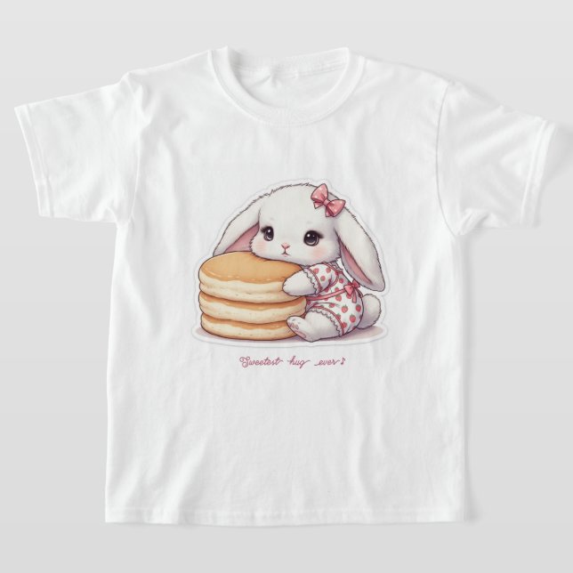 Cute Rabbit & Pancake - Adorable Breakfast Sweet  T Shirt (Laydown)