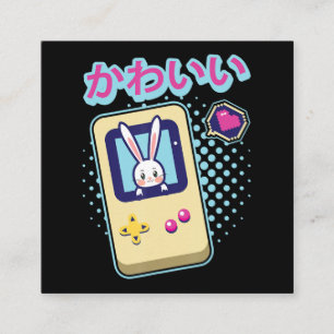 Cute Rabbit Pastel Kawaii Gamer Japanska Anime Fyrkantigt Visitkort