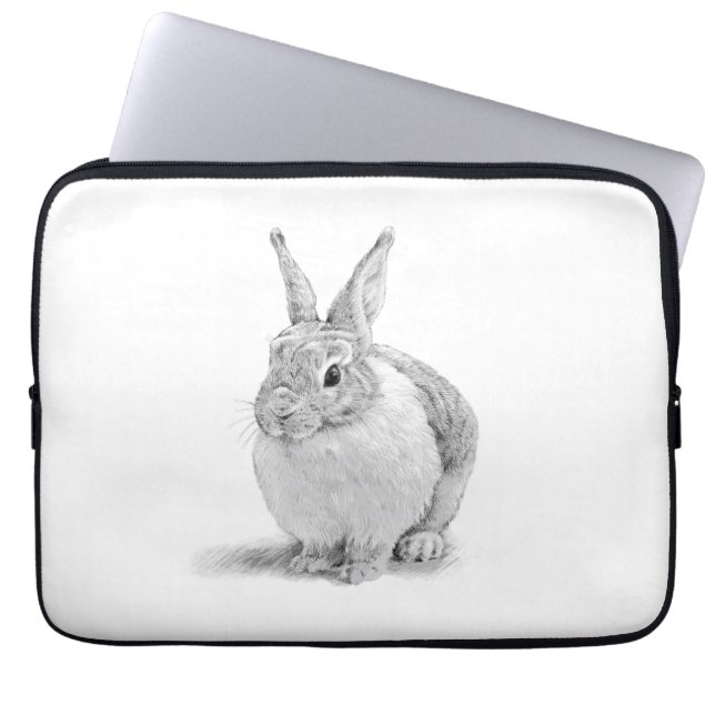 Cute Rabbit Pencil Teckning Laptop Fodral (Framsidan)