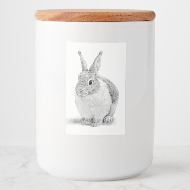 Cute Rabbit Pencil Teckning Mat Etikett (Framsida)