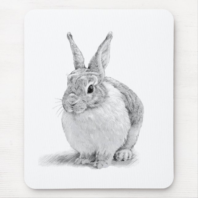 Cute Rabbit Pencil Teckning Musmatta (Framsidan)