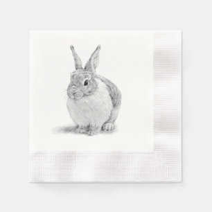 Cute Rabbit Pencil Teckning Pappersservett