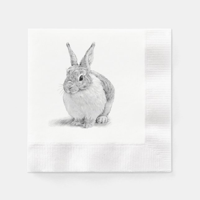 Cute Rabbit Pencil Teckning Pappersservett (Framsidan)