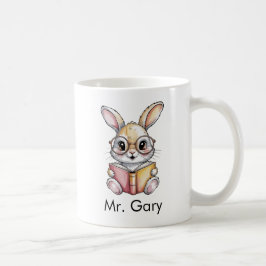 Cute Rabbit Reading a Book Custom Kaffemugg